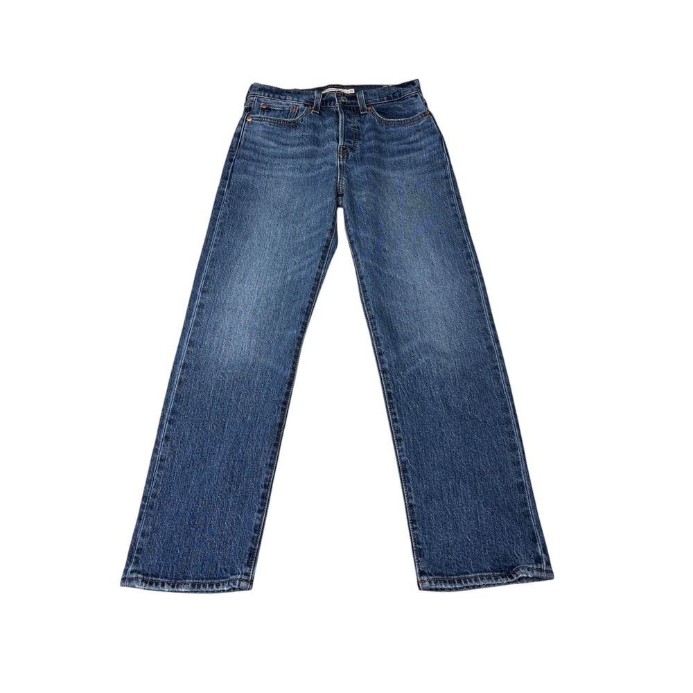 Levis Premium Big E Wedgie Straight Jeans Womens 25X26‎ Blue Denim High Rise